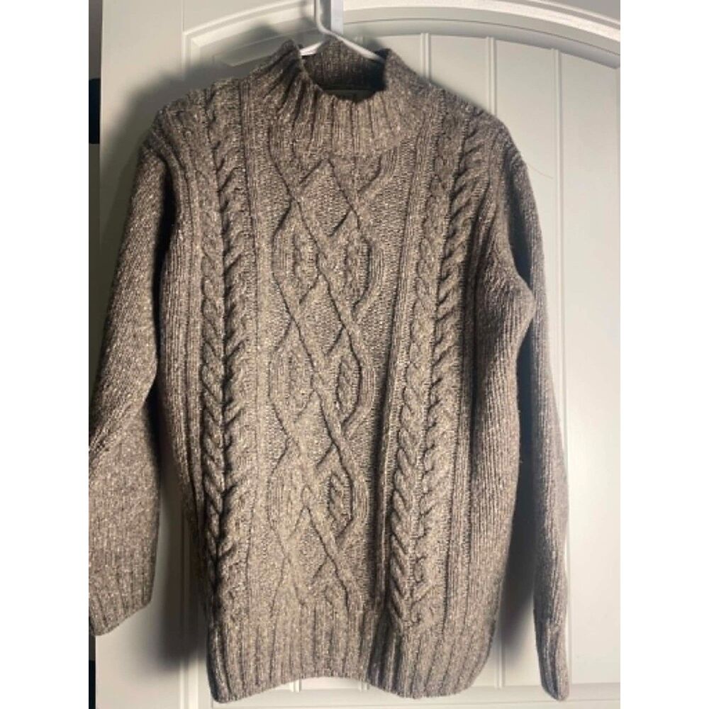 Medium Aran Ireland Cardigan Sweater Market Fisherman Wool/Cashmere Womens